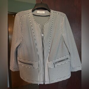Kasper Black and White Striped Blazer
